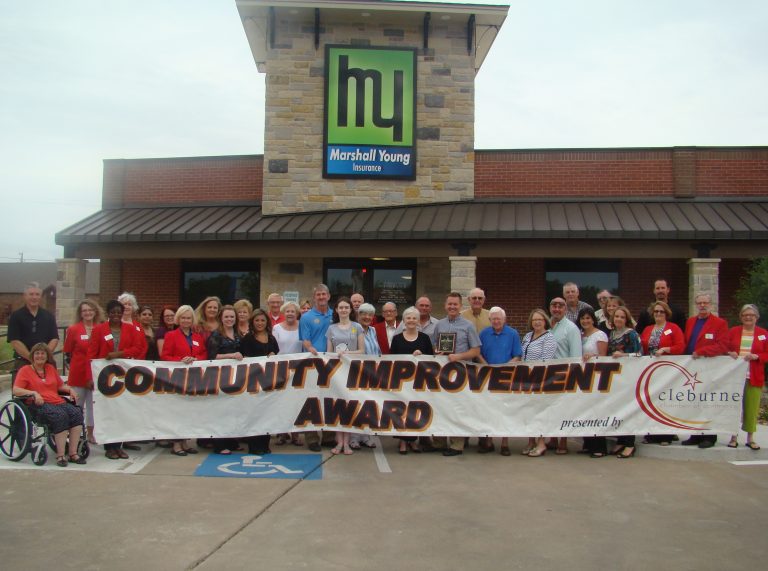 August 1, 2014- Cleburne Chamber of Commerce Awards Marshall Young Insurance with the Community Improvement Award